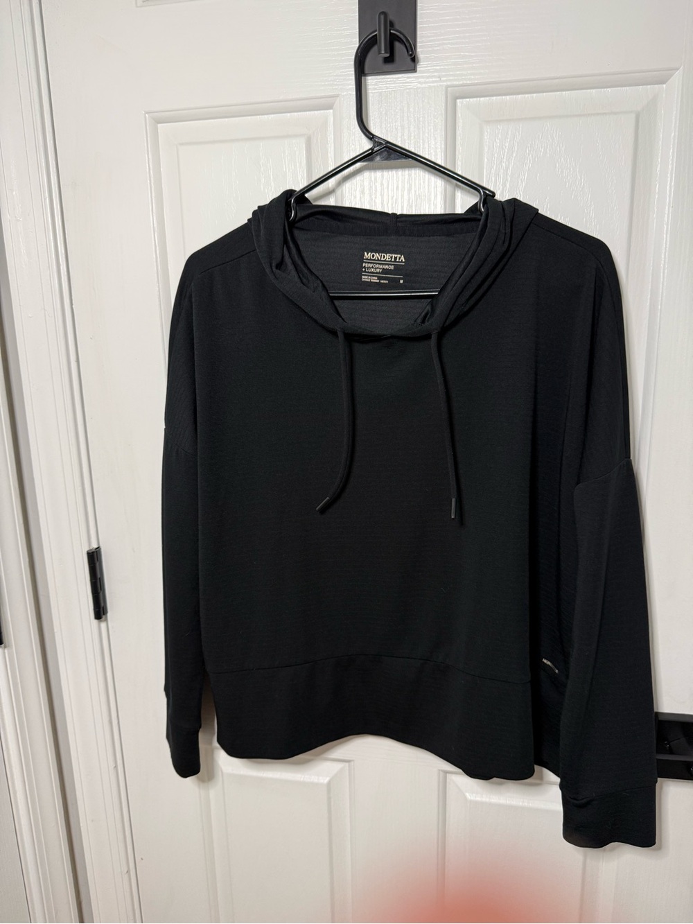 Mondetta Women’s Black Cowl Neck Hooded Sweater